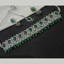 NAFJ Silver Plated Crystal & Pearl  Graceful Charm for Every Occasion Choker Necklace Set