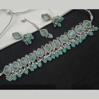NAFJ Silver Plated Crystal & Pearl  Graceful Charm for Every Occasion Choker Necklace Set