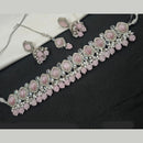 NAFJ Silver Plated Crystal & Pearl  Graceful Charm for Every Occasion Choker Necklace Set