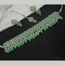 NAFJ Silver Plated Crystal & Pearl  Graceful Charm for Every Occasion Choker Necklace Set