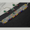 NAFJ Silver Plated Crystal & Pearl  Graceful Charm for Every Occasion Choker Necklace Set