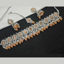 NAFJ Silver Plated Crystal & Pearl  Graceful Charm for Every Occasion Choker Necklace Set