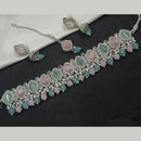 NAFJ Silver Plated Crystal & Pearl  Graceful Charm for Every Occasion Choker Necklace Set