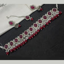 NAFJ Silver Plated Crystal & Pearl  Graceful Charm for Every Occasion Choker Necklace Set