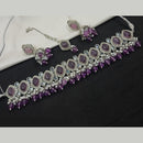 NAFJ Silver Plated Crystal & Pearl  Graceful Charm for Every Occasion Choker Necklace Set