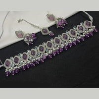 NAFJ Silver Plated Crystal & Pearl  Graceful Charm for Every Occasion Choker Necklace Set