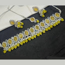 NAFJ Silver Plated Crystal & Pearl  Graceful Charm for Every Occasion Choker Necklace Set