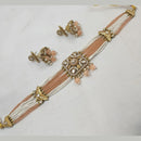 NAFJ Gold-Plated Kundan And Pearl  Elegant Bridal & Festive Jewelry Choker Necklace Set