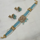 NAFJ Gold-Plated Kundan And Pearl  Elegant Bridal & Festive Jewelry Choker Necklace Set
