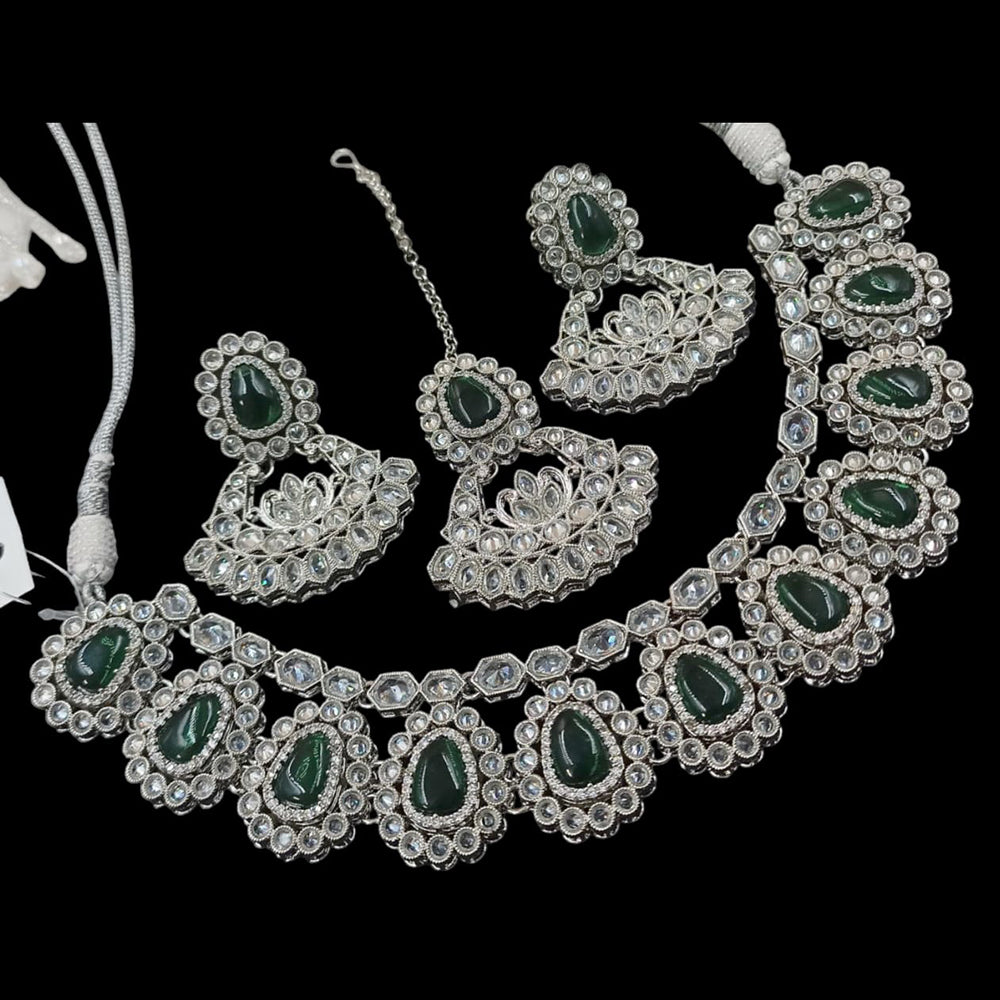 NAFJ Elegant Silver-Plated Crystal Sparkling Jewelry for Every Occasion Necklace Set