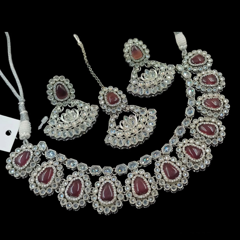NAFJ Elegant Silver-Plated Crystal Sparkling Jewelry for Every Occasion Necklace Set