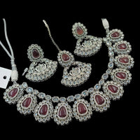 NAFJ Elegant Silver-Plated Crystal Sparkling Jewelry for Every Occasion Necklace Set