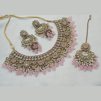 NAFJ Gold Plated Crystal & Pearl  Graceful Charm for Every Occasion Choker Necklace Set