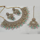 NAFJ Gold Plated Crystal & Pearl  Graceful Charm for Every Occasion Choker Necklace Set