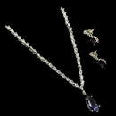 NAFJ Glamorous Silver Plated American Diamond Necklace Set