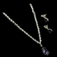 NAFJ Glamorous Silver Plated American Diamond Necklace Set