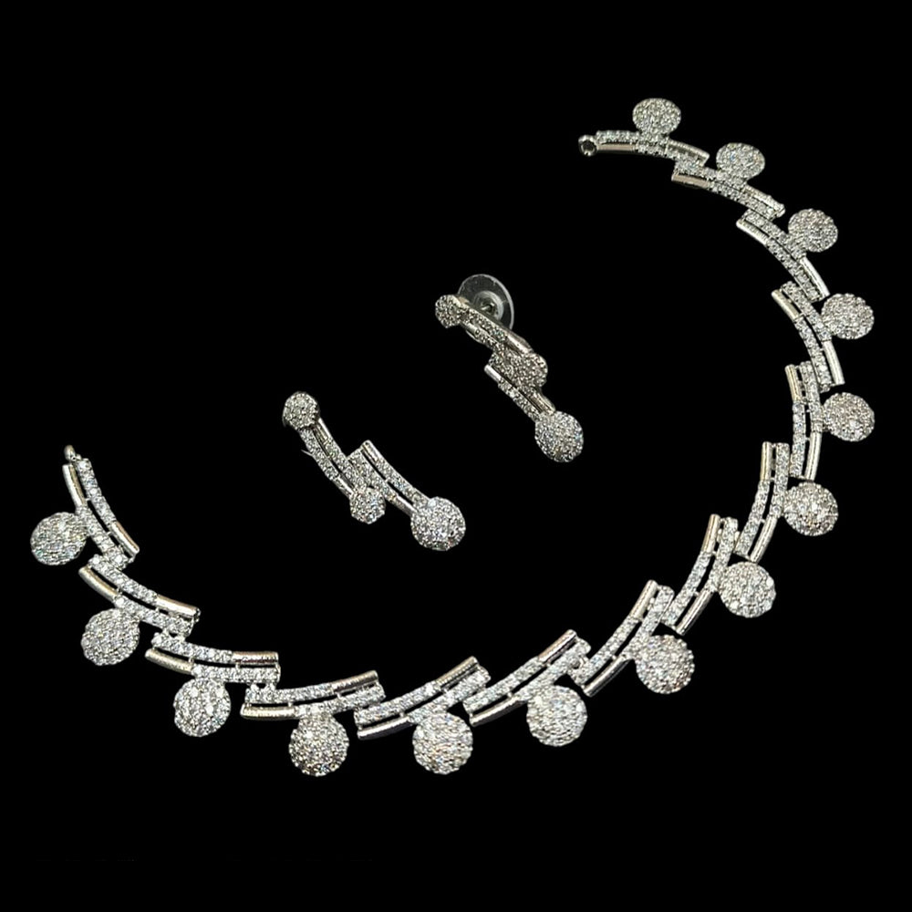 NAFJ Elegant Silver Plated Austrian Stones Necklace Set