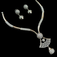 NAFJ Elegant Silver Plated Austrian Stones Necklace Set