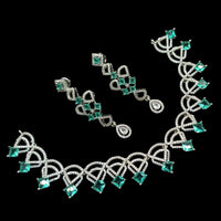 NAFJ Glamorous Silver Plated American Diamond Necklace Set