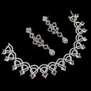 NAFJ Glamorous Silver Plated American Diamond Necklace Set