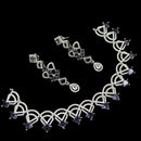 NAFJ Glamorous Silver Plated American Diamond Necklace Set