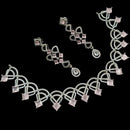 NAFJ Glamorous Silver Plated American Diamond Necklace Set