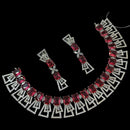 NAFJ Glamorous Silver Plated American Diamond Necklace Set