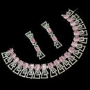 NAFJ Glamorous Silver Plated American Diamond Necklace Set