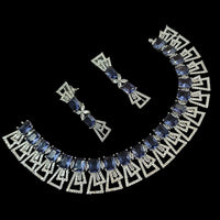 NAFJ Glamorous Silver Plated American Diamond Necklace Set