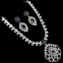NAFJ Glamorous Silver Plated American Diamond Necklace Set
