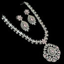 NAFJ Glamorous Silver Plated American Diamond Necklace Set