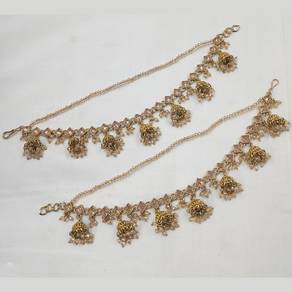 NAFJ Gold Plated Crystal Stone And Pearls Kanchain