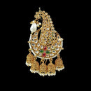 NAFJ Regal Spark Gold Plated Kundan Stone Brooch for Pheta / Saafa / Kalangi