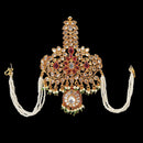 NAFJ Regal Spark Gold Plated Kundan Stone Brooch for Pheta / Saafa / Kalangi