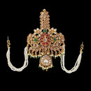 NAFJ Regal Spark Gold Plated Kundan Stone Brooch for Pheta / Saafa / Kalangi
