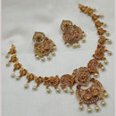 NAFJ Gold Plated Austrian Stone And Pearl Necklace Set
