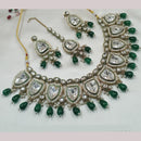 NAFJ Gold Plated Kundan And Beads Necklace Set