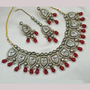 NAFJ Gold Plated Kundan And Beads Necklace Set