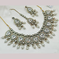 NAFJ Gold Plated Kundan And Beads Necklace Set
