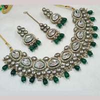 NAFJ Gold Plated Kundan And Beads Necklace Set