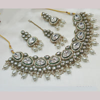 NAFJ Gold Plated Kundan And Beads Necklace Set