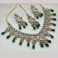 NAFJ Gold Plated Kundan And Beads Necklace Set