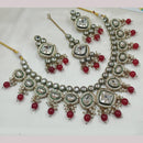 NAFJ Gold Plated Kundan And Beads Necklace Set