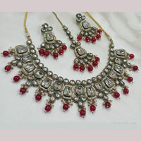 NAFJ Gold Plated Kundan And Beads Necklace Set
