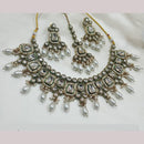 NAFJ Gold Plated Kundan And Beads Necklace Set