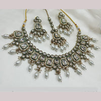 NAFJ Gold Plated Kundan And Beads Necklace Set