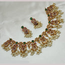 NAFJ Gold Plated Crystal And Pearl Necklace Set
