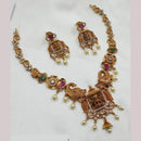 NAFJ Gold Plated Austrian Stone And Pearl Temple Necklace Set