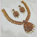NAFJ Gold Plated Austrian Stone And Pearl Temple Necklace Set