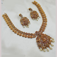 NAFJ Gold Plated Austrian Stone And Pearl Temple Necklace Set